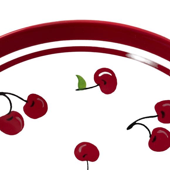Terramoto CHERRY Ceramic Dinner Plates 10.5in Red & White Set of 4 NEW - Picture 6 of 12
